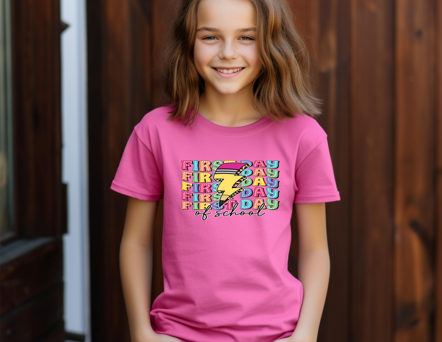 Back to school Short Sleeve T-shirts-HAPPY 1ST DAY LIGHTENING BOLT