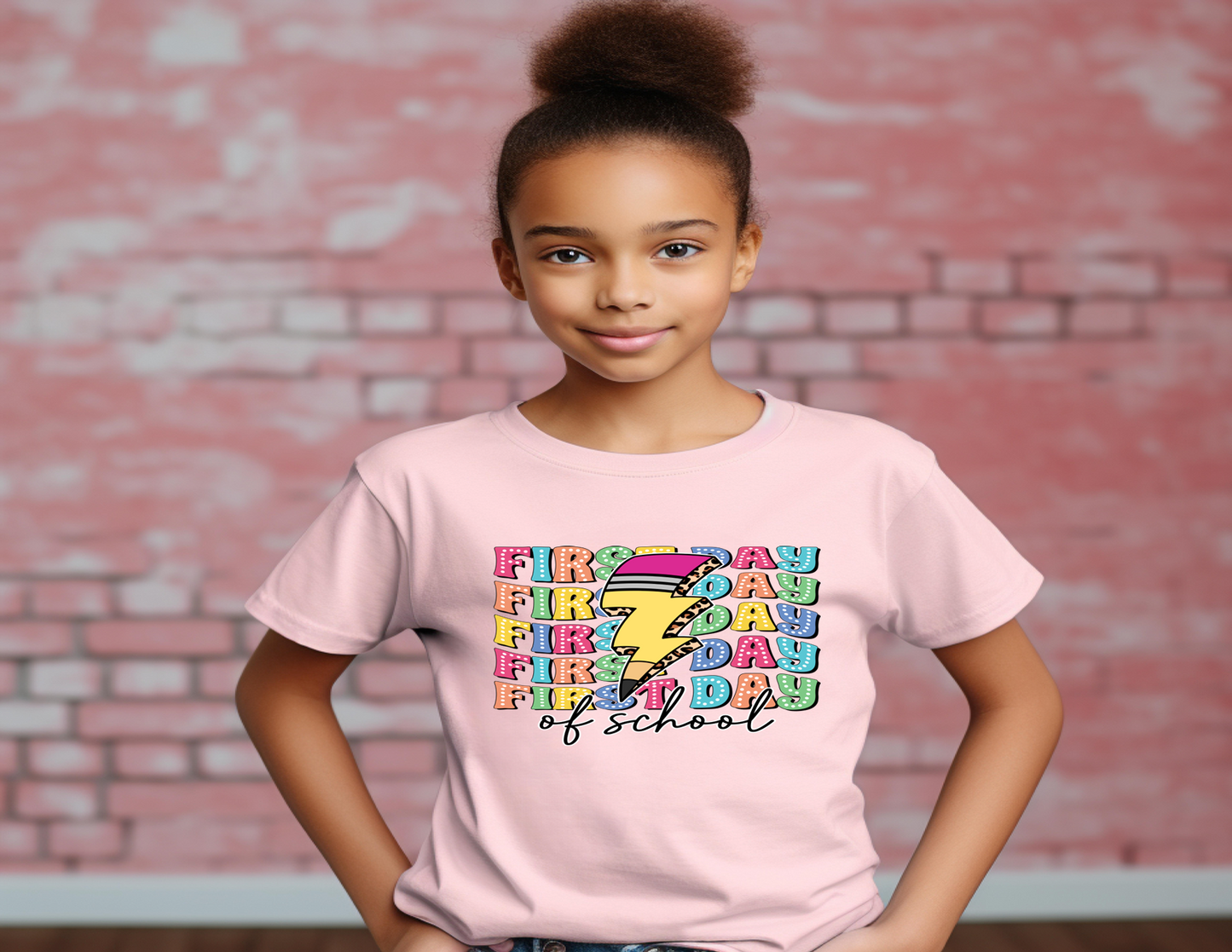 Back to school Short Sleeve T-shirts-HAPPY 1ST DAY LIGHTENING BOLT