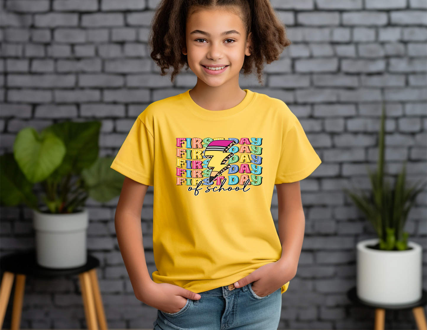 Back to school Short Sleeve T-shirts-HAPPY 1ST DAY LIGHTENING BOLT