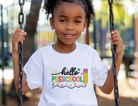 Back to school Short Sleeve T-shirts-HELLO PRE-K